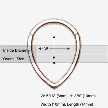 Detail View 1 of Rose Gold Classic Teardrop Seamless Clicker Hoop Ring
